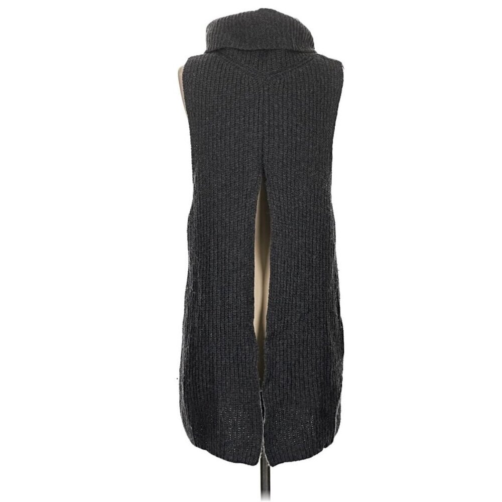 Free People Gray Need It Now Lambswool Turtleneck Sweater S Split Back Small - Picture 3 of 7